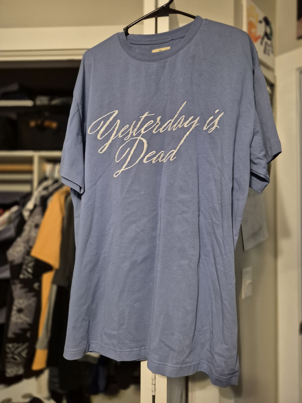 Men's Blue Graphic Tee - "Yesterday is Dead"